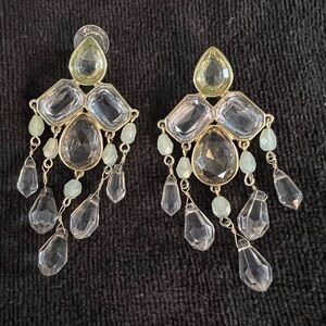 Post Chandelier Earrings Sea Glass Stone Green Blue Pink